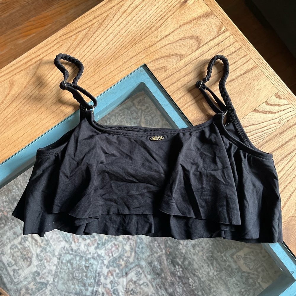 Black Roxy Ruffled Women's Top - Picture 2 of 3